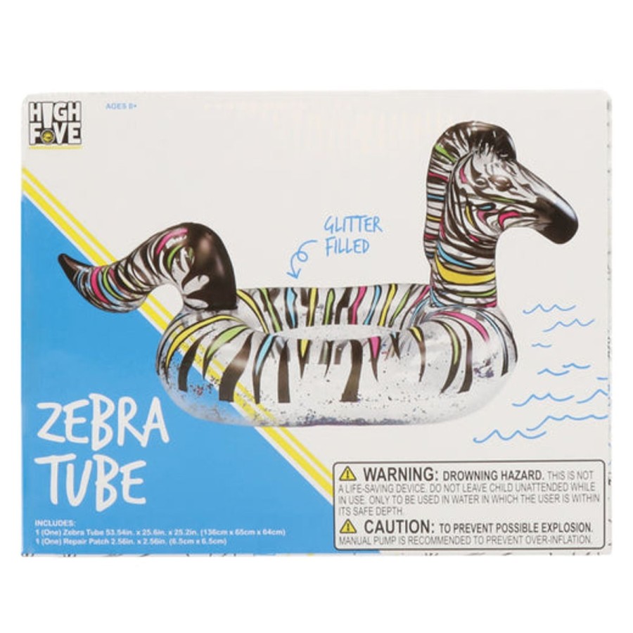 Pool Fun HIGHFIVE | Glitter Zebra Inflatable Tube Pool Float