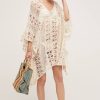 Women The Beach Company Beachwear | Hollow Out Bat Sleeve Summer Cover Up Beige