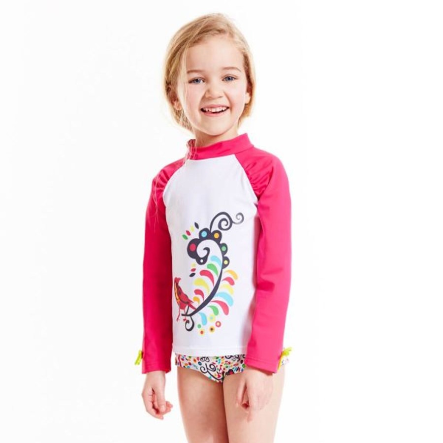 Kids Splash About Swimsuits For Girls | Rash Top De Birdy - Long Sleeve