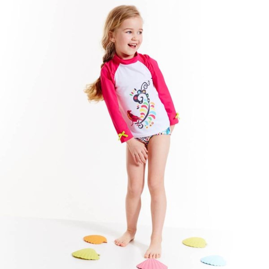 Kids Splash About Swimsuits For Girls | Rash Top De Birdy - Long Sleeve