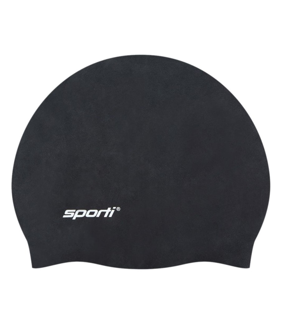 Kids Sporti Swimming Caps | Kids Silicone Swim Cap Black