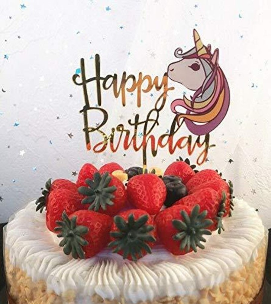 Pool Fun The Beach Company | Unicorn Happy Birthday Acrylic Cake Decor/Topper