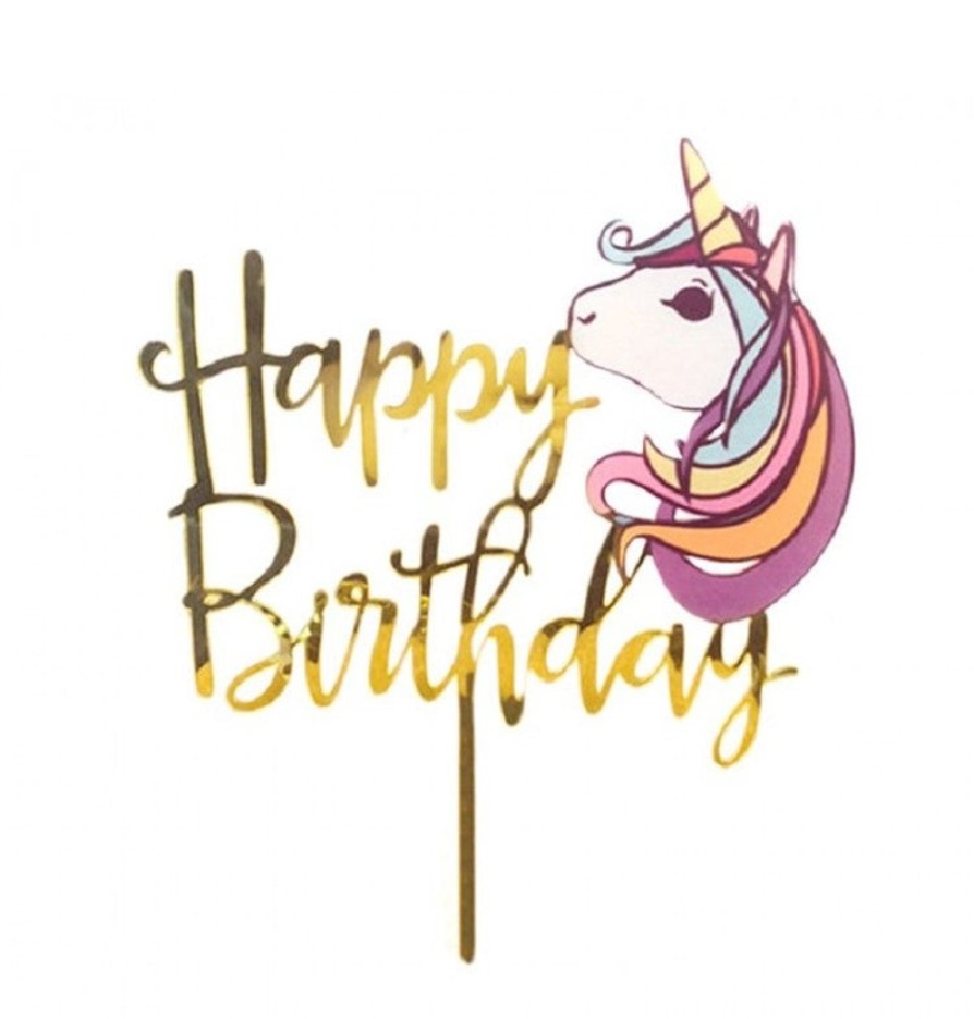 Pool Fun The Beach Company | Unicorn Happy Birthday Acrylic Cake Decor/Topper