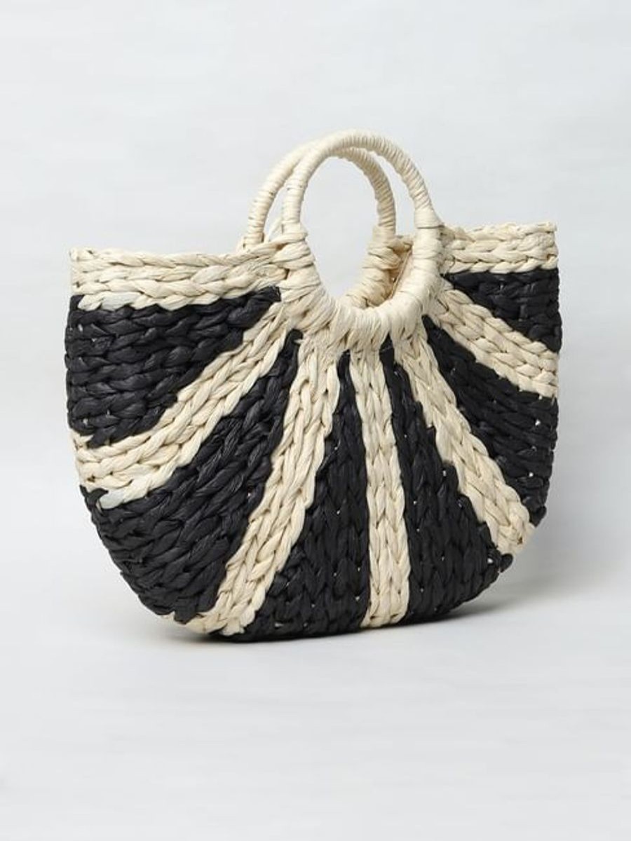 Women ONLY Bags & Totes | Black Straw Bag