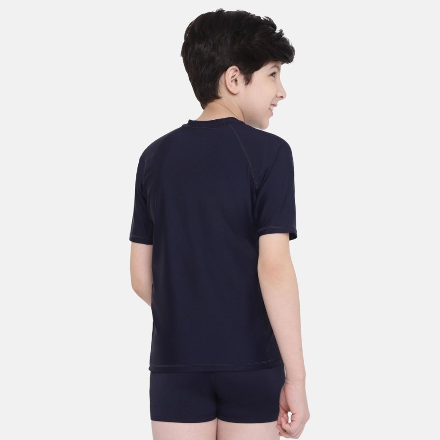 Kids Speedo Swimsuits For Boys | Swim Rashguard T-Shirt - Jr Aquarium/True Navy