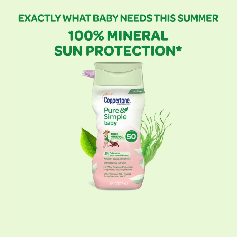 Kids Coppertone Suncare For Kids | Pure & Simple Baby Mineral Sunscreen Spf50 175Ml