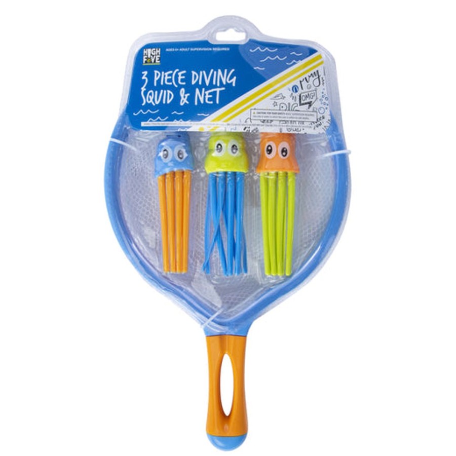 Kids HIGHFIVE Learn To Swim | Diving Toys & Net Pool Game - Squid Blue/Orange