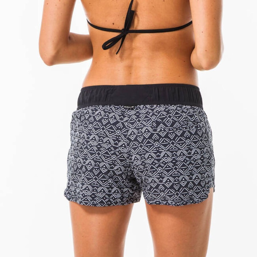 Women Decathlon Beachwear | Tini Ethni Board Shorts Black/ Multi