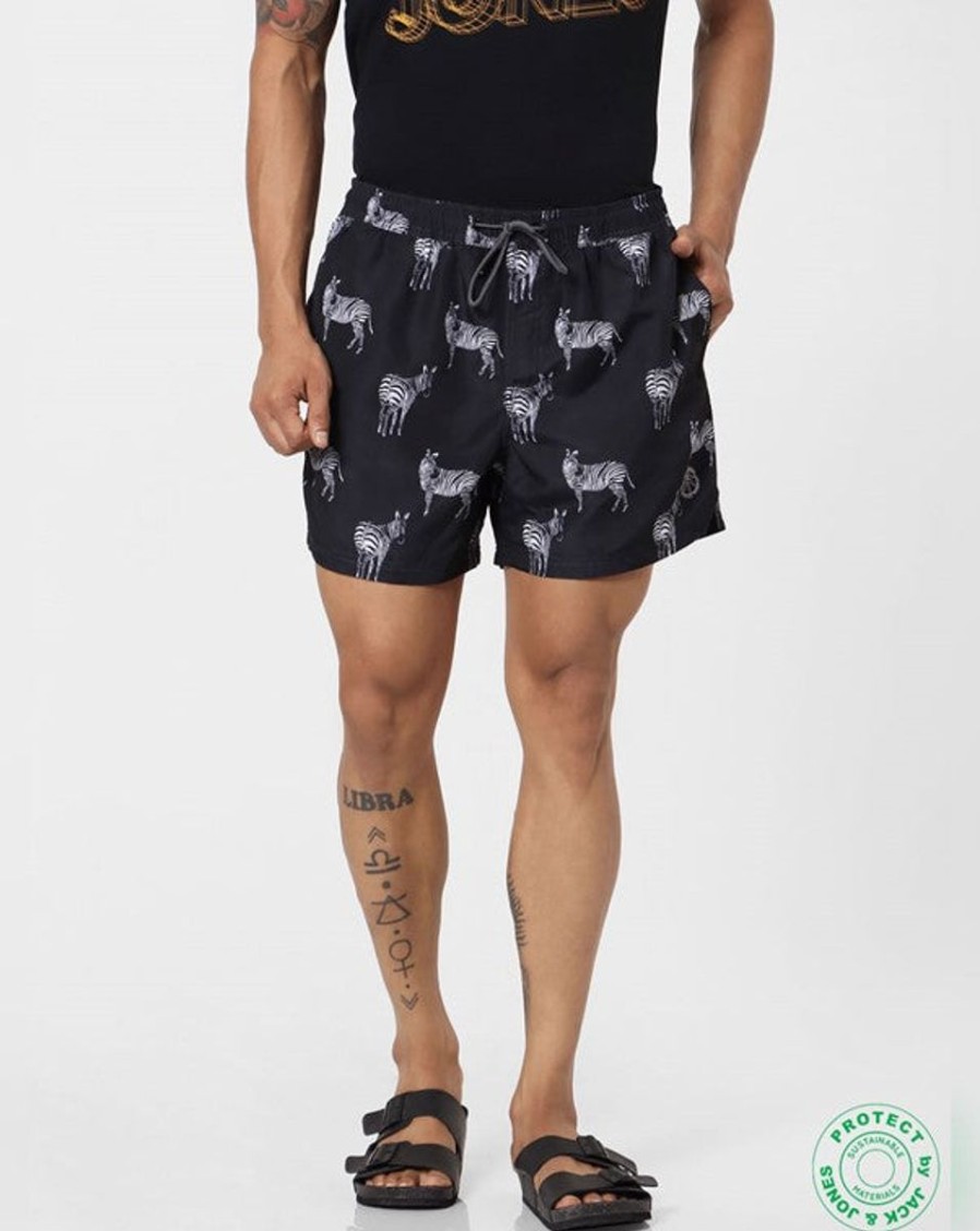 Men JACK & JONES Swimwear And Board Shorts | Mid-Rise Swim Shorts Zebra