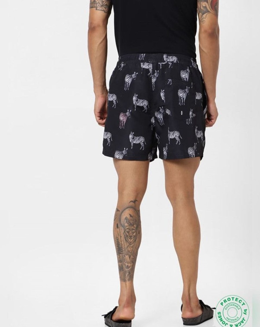 Men JACK & JONES Swimwear And Board Shorts | Mid-Rise Swim Shorts Zebra