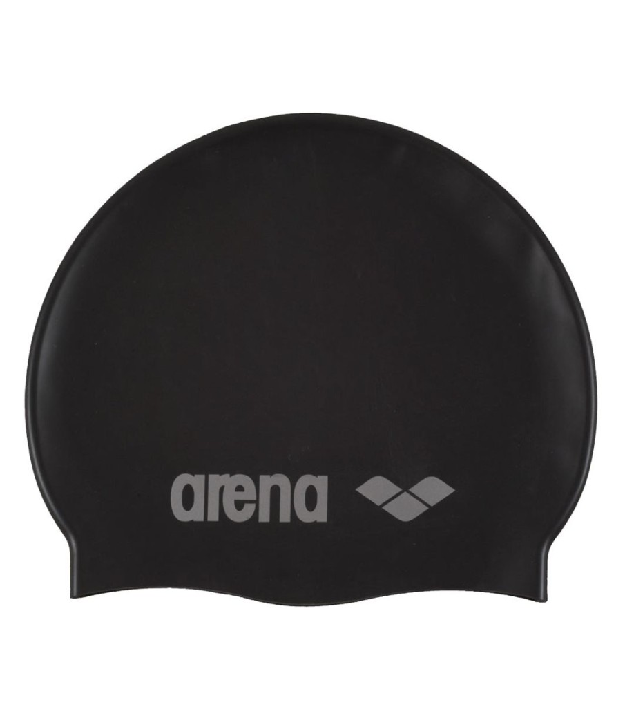 Kids Arena Swimming Caps | Arena Jr Classic Silicone Swim Cap Black/Silver