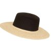 Women South Beach Beach Hats | Two Tone Black Straw Boater