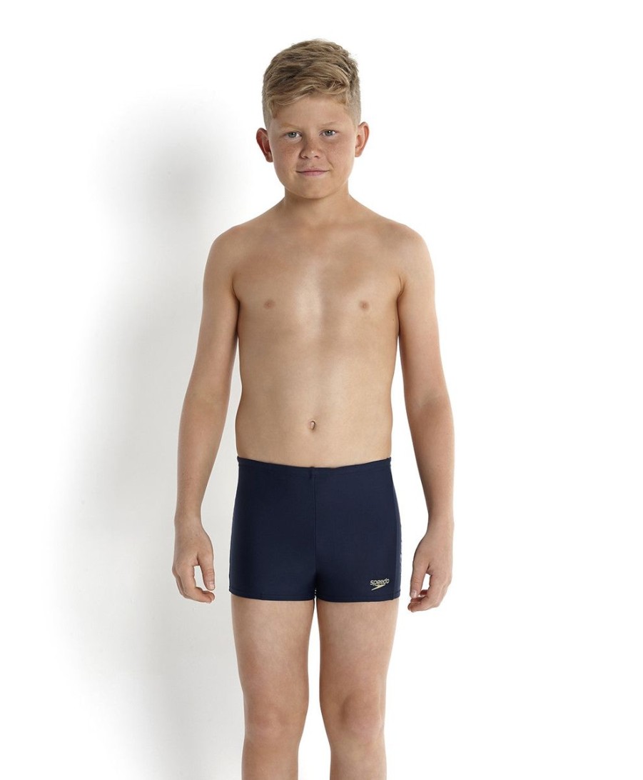 Kids Speedo Swimsuits For Boys | Speedo Tech Logo Panel Aquashort Navy/Deep Peri/Siren