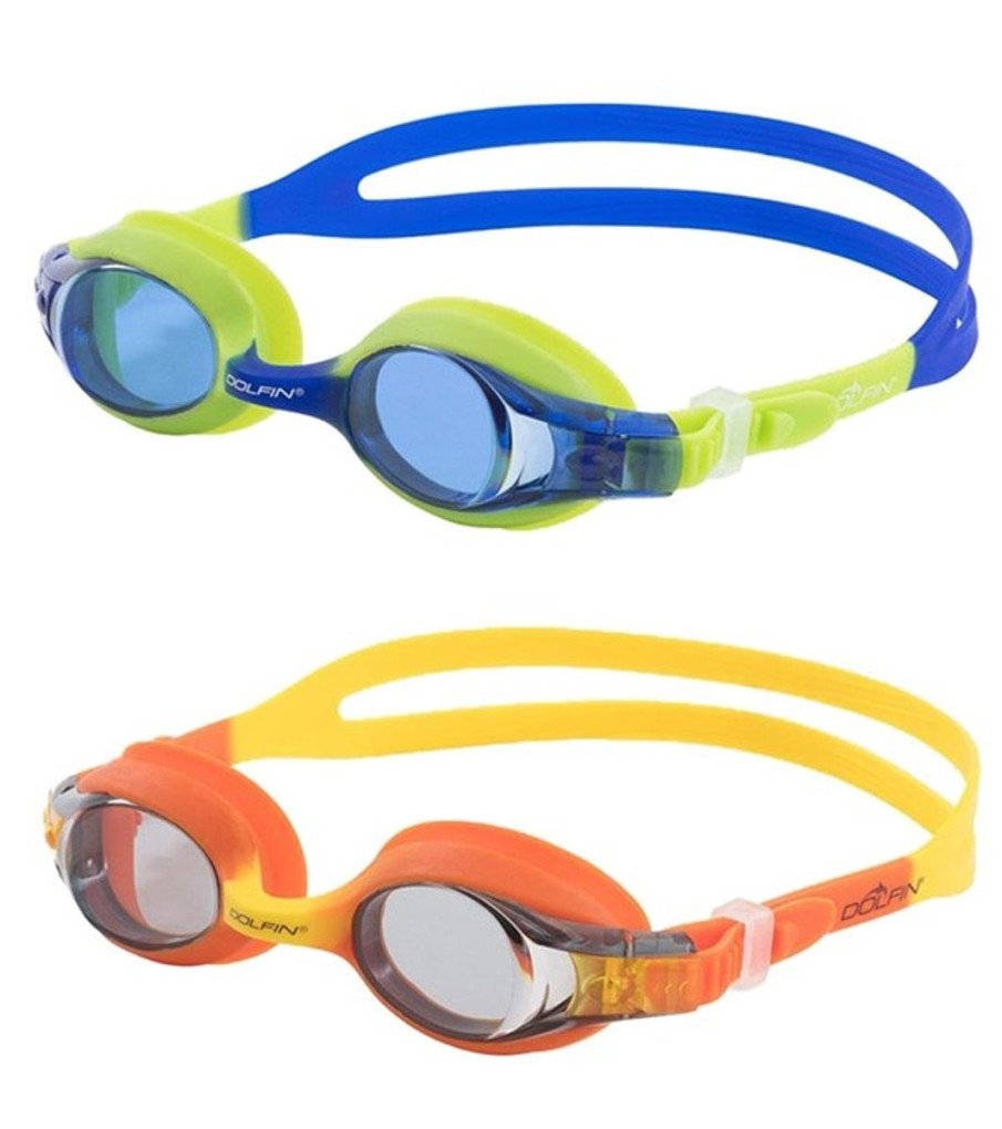 Kids Dolfin Swimming Goggles | Flipper Goggles (2-Pack) Blue & Orange