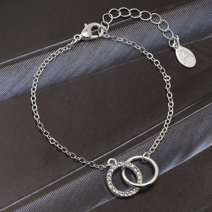 Women Accessorize Resort Jewellery | Silver-Toned Cz Linked Circles Bracelet