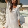 Women The Beach Company Beachwear | Flounce Hollow Out Crochet Cover Up White