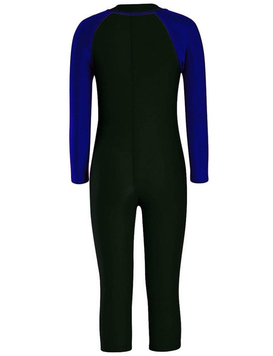 Kids Speedo Swimsuits For Toddlers | Speedo Color Block Ls All-In-1 Suit Black/Amparo Blue