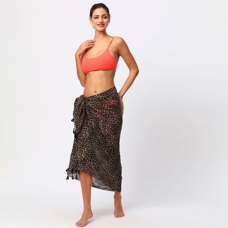 Women The Beach Company Sarongs & Pareos | Animal Print Tassled Sarong