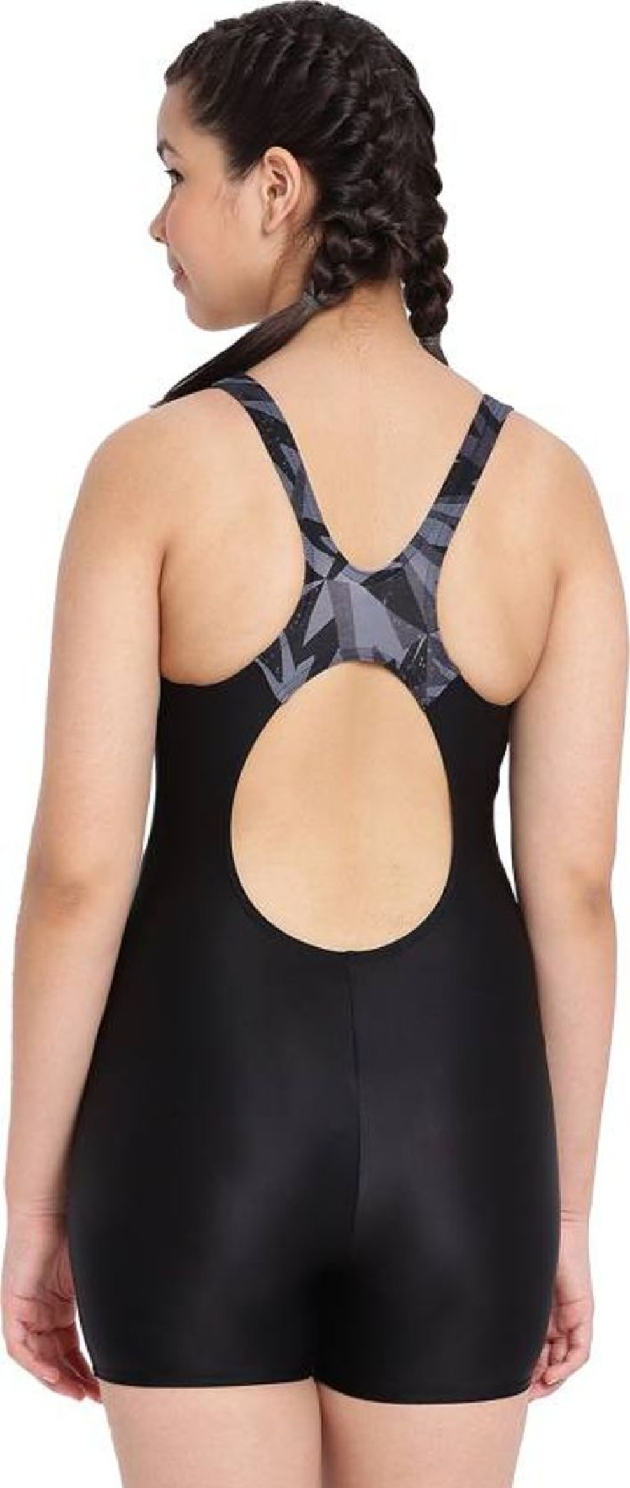 Kids Speedo Swimsuits For Girls | Hyperboom Splice Muscleback Legsuit Black/Oxid Grey/Usa Charcoal