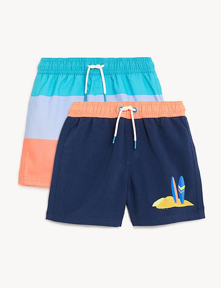 Kids Marks & Spencer Swimsuits For Boys | Swim Shorts (2-Pack) Multi