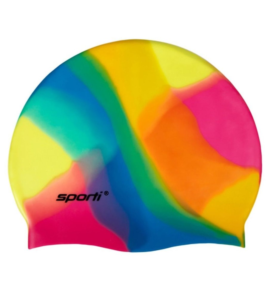 Swim Equipment Sporti | Multi Color Silicone Swim Cap Yellow/Blue/Pink