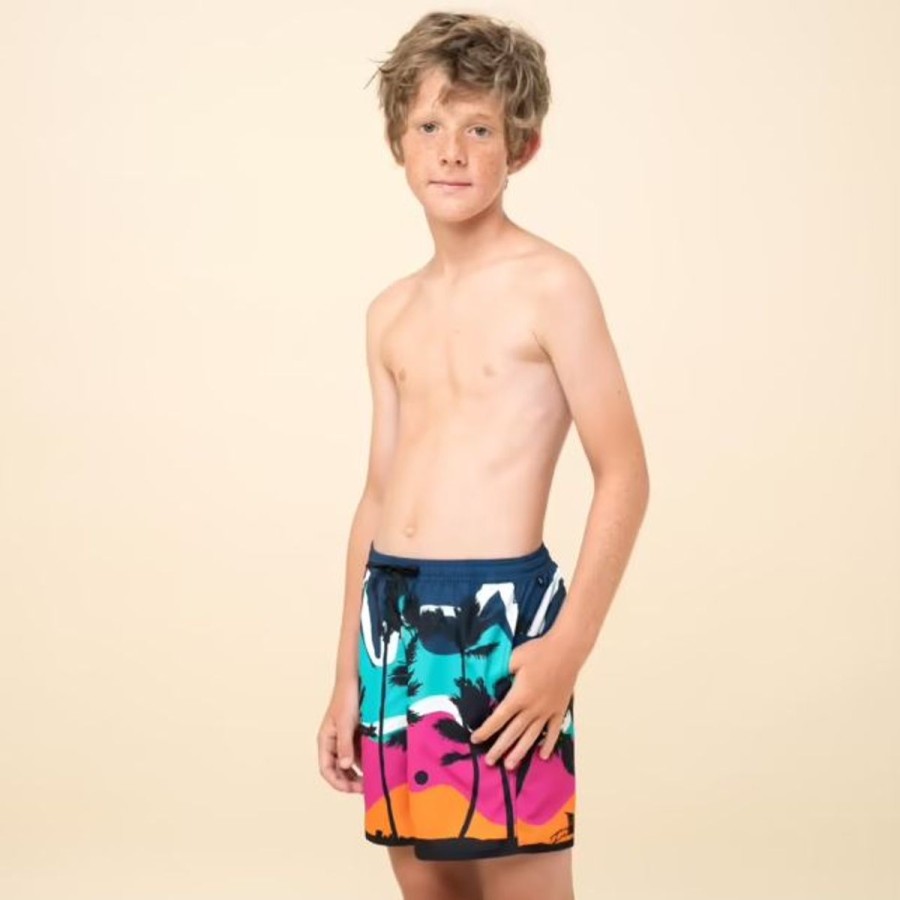 Kids Decathlon Swimsuits For Boys | Sunset Print Swimming Shorts