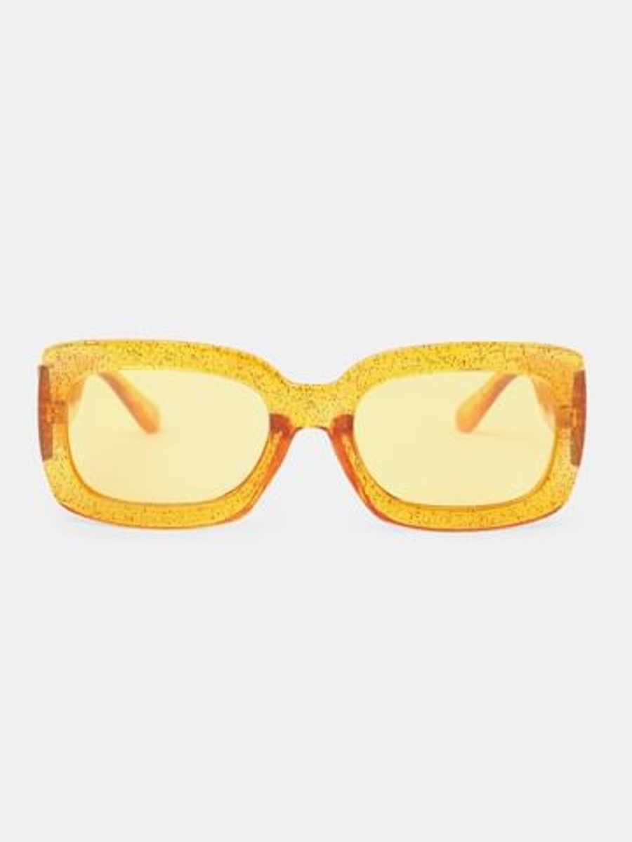 Women Vero Moda Sunglasses | Yellow Square Glitter Sunglasses