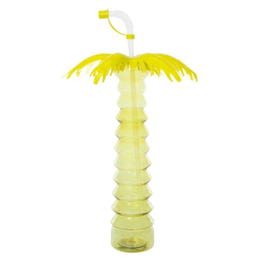 Pool Fun HIGHFIVE | Palm Tree Drink Sipper (Pack Of 2) Yellow