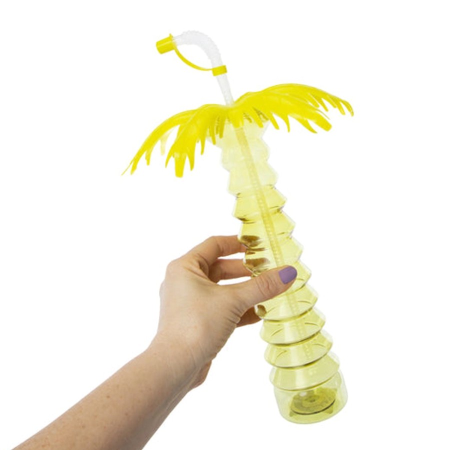 Pool Fun HIGHFIVE | Palm Tree Drink Sipper (Pack Of 2) Yellow