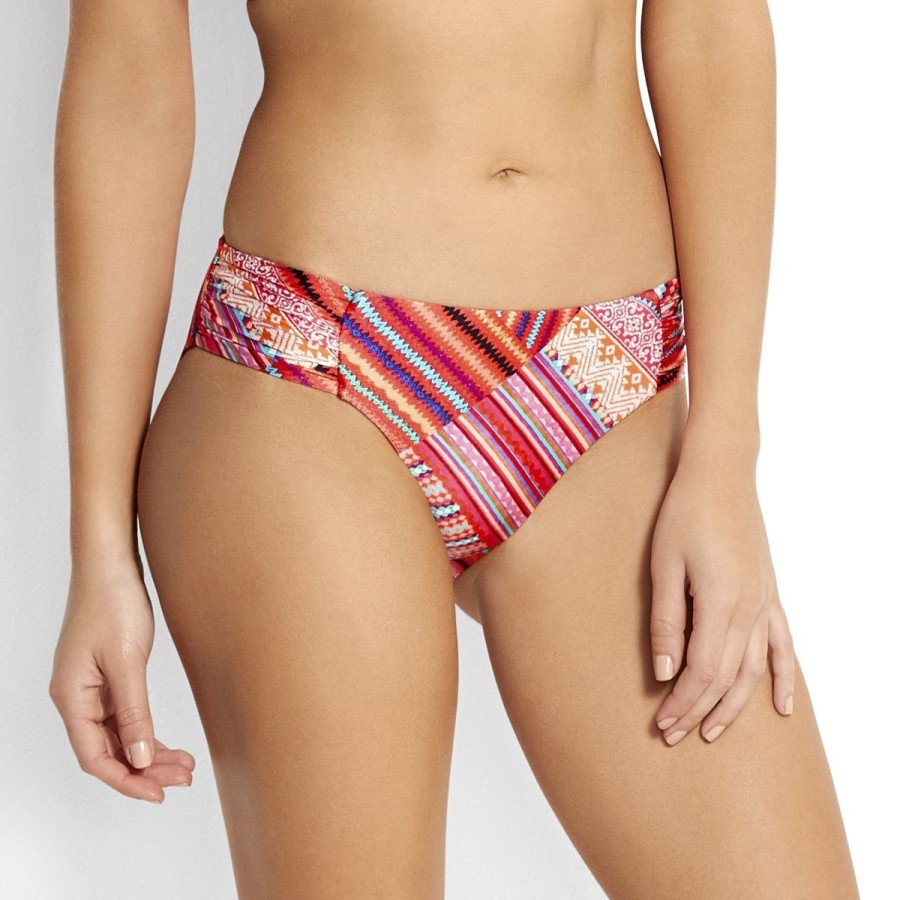 Women Seafolly Bikini Sets | Seafolly Desert Tribe Ruched Side Bikini Bottom Flame