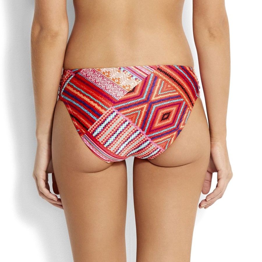 Women Seafolly Bikini Sets | Seafolly Desert Tribe Ruched Side Bikini Bottom Flame