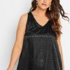 Women The Beach Company Swim & Beach | Plus Size Jacquard Satin Vest Top Black