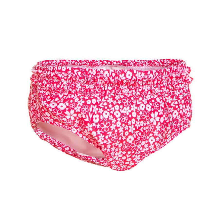 Kids Decathlon Swimsuits For Toddlers | Baby Washable Swim Nappy Brief Pink Flower Print