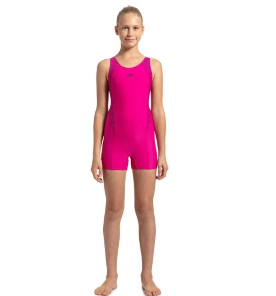 Kids Speedo Swimsuits For Girls | Speedo Boomstar Splice Legsuit Electric Pink/True Navy