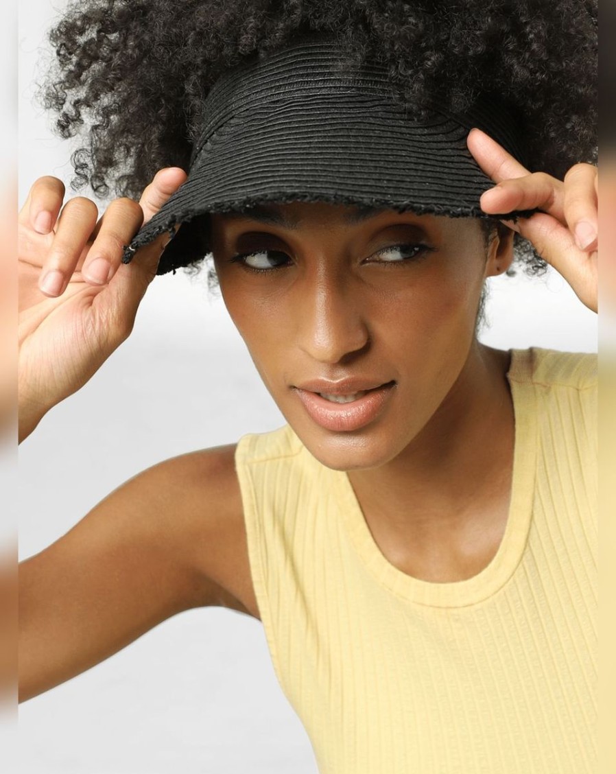 Women ONLY Beach Hats | Straw Sun Visor Black