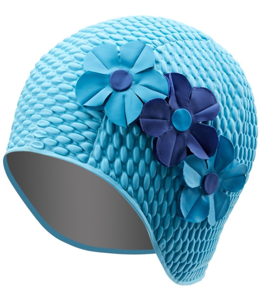 Swim Equipment Sporti | Floral Bubble Swim Cap Blue/Navy/Blue