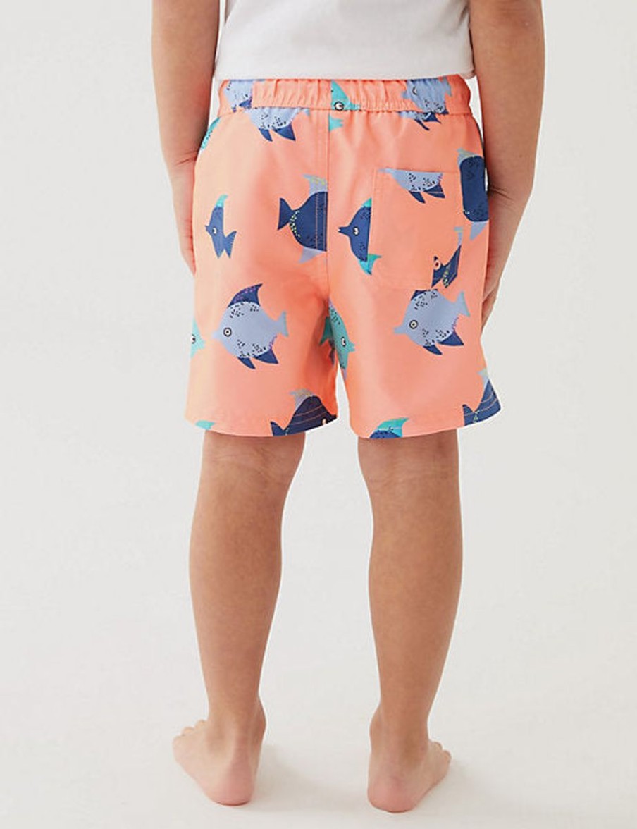 Kids Marks & Spencer Swimsuits For Boys | Fish Swim Shorts Coral Mix