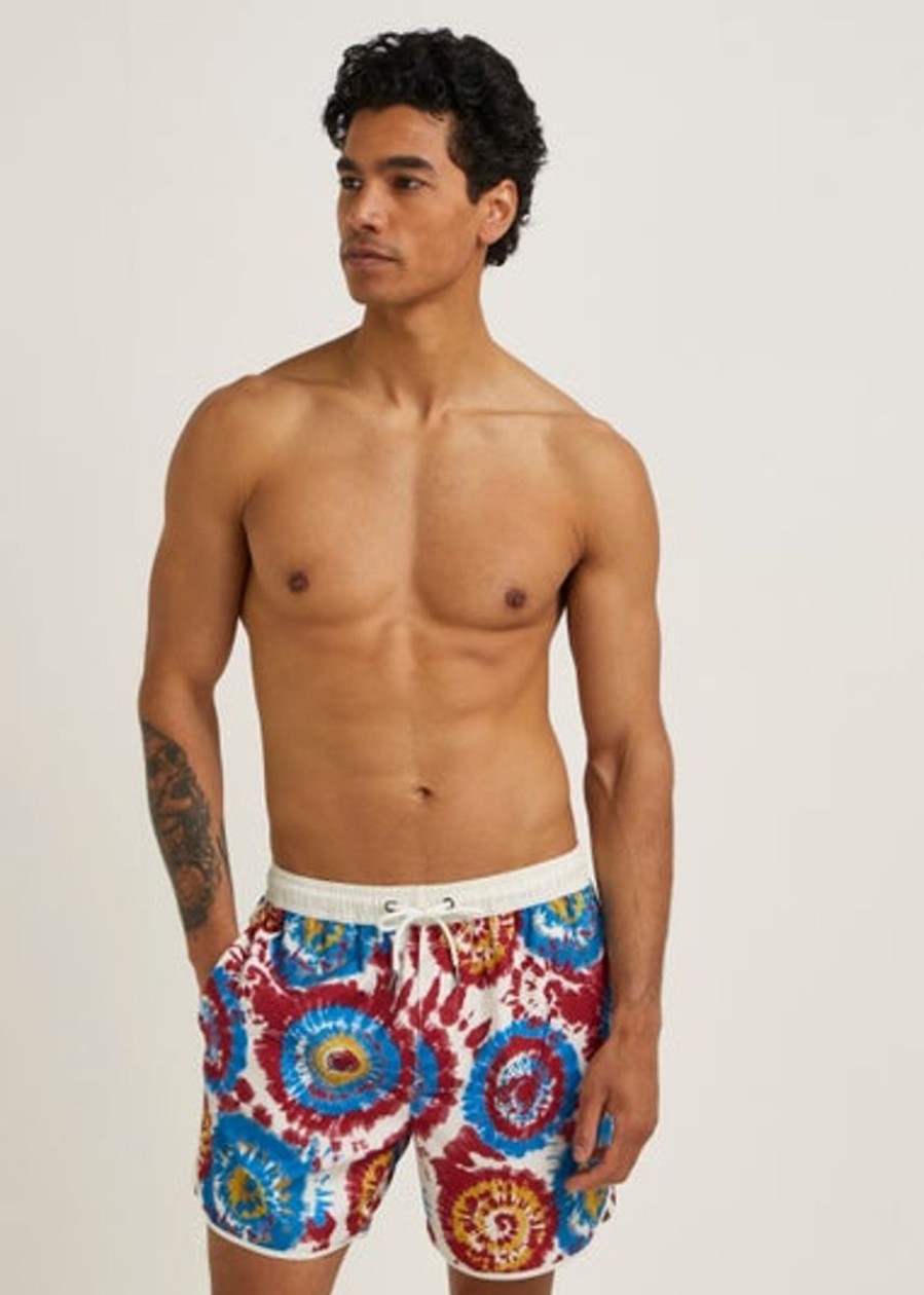 Men Matalan Swimwear And Board Shorts | Red Tie Dye Swim Shorts Multi